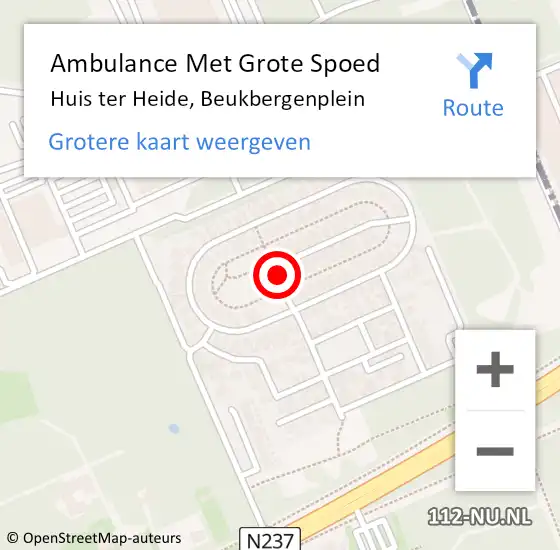 Locatie op kaart van de 112 melding: Ambulance Met Grote Spoed Naar Huis ter Heide, Beukbergenplein op 9 december 2015 11:07