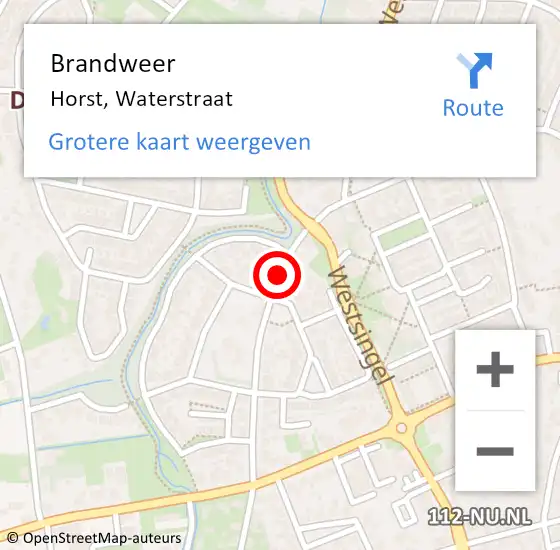 Locatie op kaart van de 112 melding: Brandweer Horst, Waterstraat op 9 december 2015 11:08