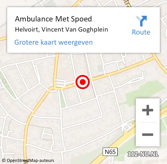 Locatie op kaart van de 112 melding: Ambulance Met Spoed Naar Helvoirt, Vincent Van Goghplein op 9 december 2015 11:33