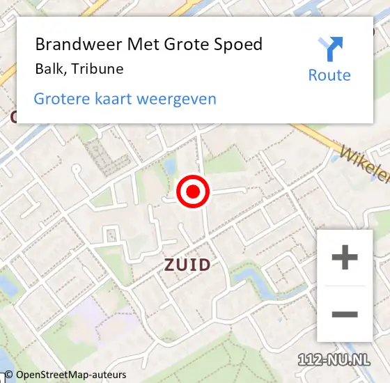 Locatie op kaart van de 112 melding: Brandweer Met Grote Spoed Naar Balk, Tribune op 9 december 2015 11:37