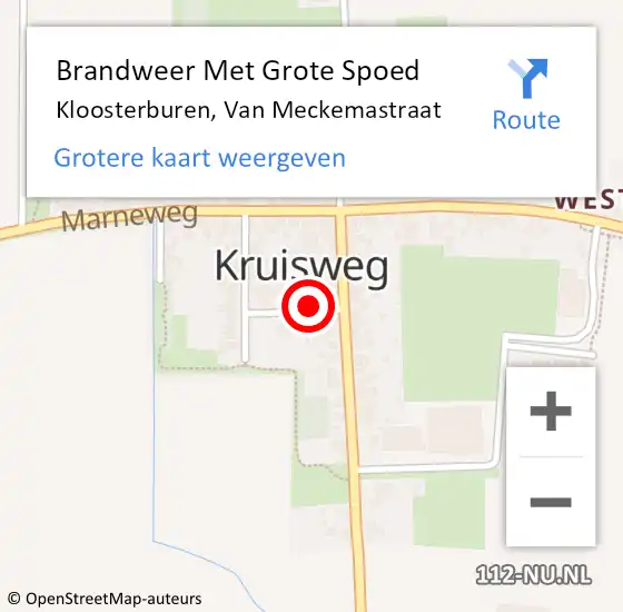 Locatie op kaart van de 112 melding: Brandweer Met Grote Spoed Naar Kloosterburen, Van Meckemastraat op 9 december 2015 13:00