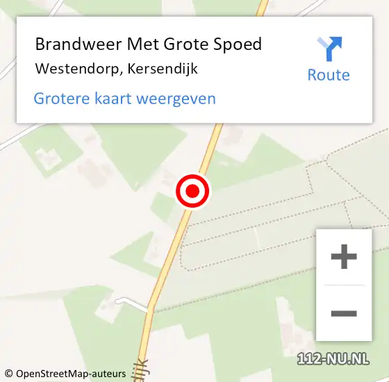 Locatie op kaart van de 112 melding: Brandweer Met Grote Spoed Naar Westendorp, Kersendijk op 9 december 2015 14:12