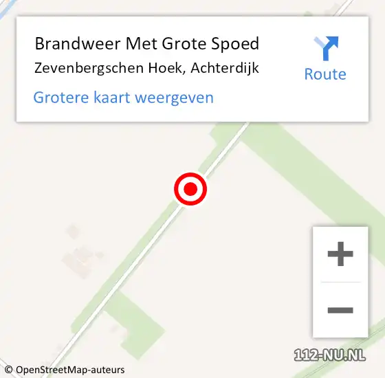 Locatie op kaart van de 112 melding: Brandweer Met Grote Spoed Naar Zevenbergschen Hoek, Achterdijk op 9 december 2015 14:52