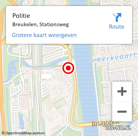 Locatie op kaart van de 112 melding: Politie Breukelen, Stationsweg op 9 december 2015 15:03