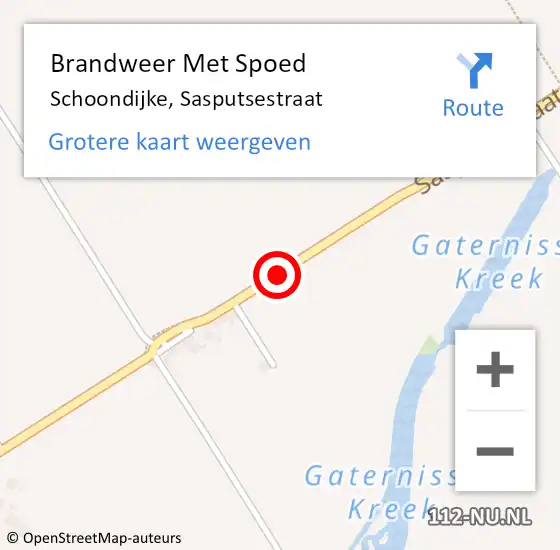 Locatie op kaart van de 112 melding: Brandweer Met Spoed Naar Schoondijke, Sasputsestraat op 9 december 2015 15:08