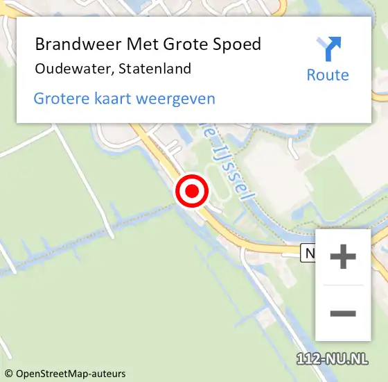 Locatie op kaart van de 112 melding: Brandweer Met Grote Spoed Naar Oudewater, Statenland op 9 december 2015 16:05