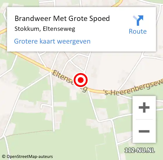 Locatie op kaart van de 112 melding: Brandweer Met Grote Spoed Naar Stokkum, Eltenseweg op 9 december 2015 16:07
