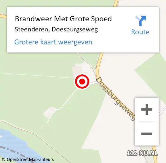 Locatie op kaart van de 112 melding: Brandweer Met Grote Spoed Naar Steenderen, Doesburgseweg op 9 december 2015 16:14