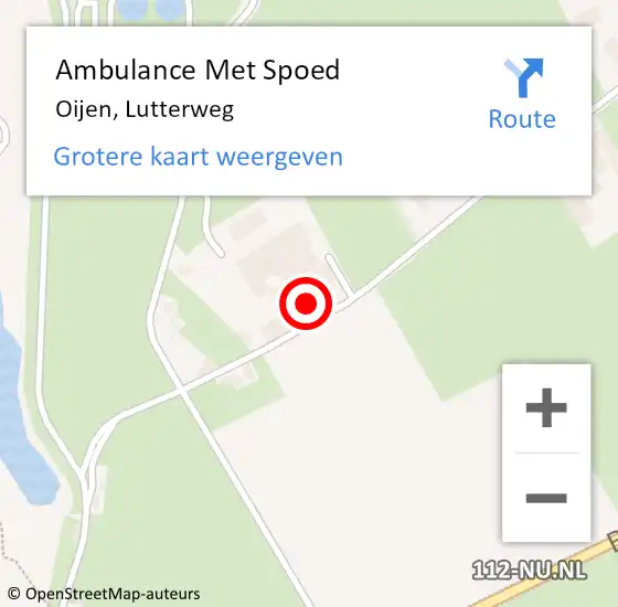 Locatie op kaart van de 112 melding: Ambulance Met Spoed Naar Oijen, Lutterweg op 9 december 2015 17:14