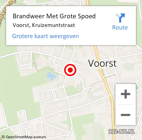 Locatie op kaart van de 112 melding: Brandweer Met Grote Spoed Naar Voorst, Kruizemuntstraat op 9 december 2015 17:21