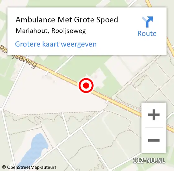 Locatie op kaart van de 112 melding: Ambulance Met Grote Spoed Naar Mariahout, Rooijseweg op 9 december 2015 17:31