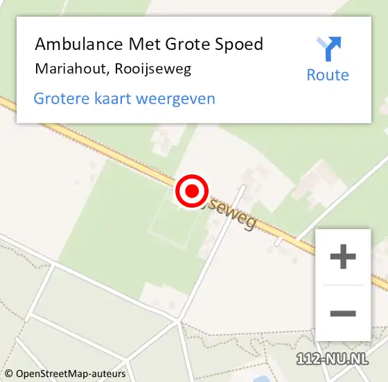 Locatie op kaart van de 112 melding: Ambulance Met Grote Spoed Naar Mariahout, Rooijseweg op 9 december 2015 17:33