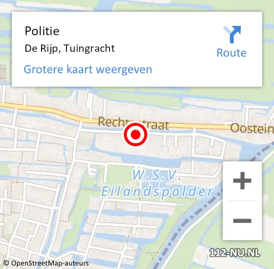 Locatie op kaart van de 112 melding: Politie De Rijp, Tuingracht op 9 december 2015 18:30