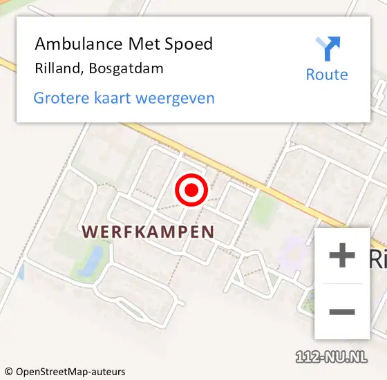 Locatie op kaart van de 112 melding: Ambulance Met Spoed Naar Rilland, Bosgatdam op 9 december 2015 19:13