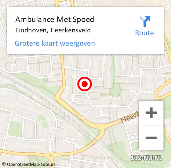 Locatie op kaart van de 112 melding: Ambulance Met Spoed Naar Eindhoven, Heerkensveld op 9 december 2015 19:26