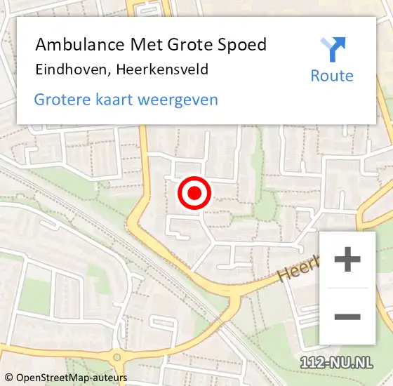 Locatie op kaart van de 112 melding: Ambulance Met Grote Spoed Naar Eindhoven, Heerkensveld op 9 december 2015 19:45