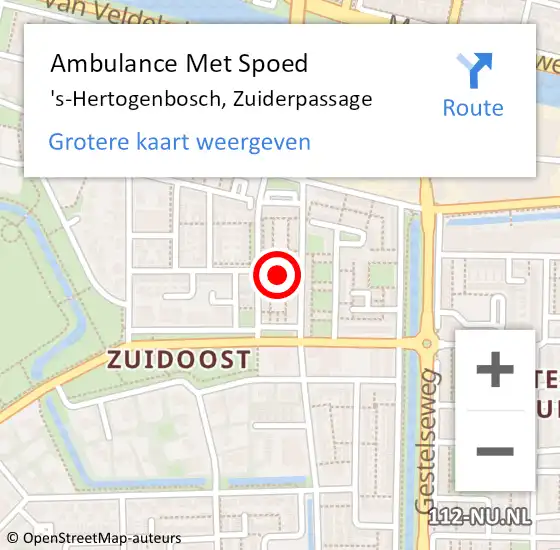 Locatie op kaart van de 112 melding: Ambulance Met Spoed Naar 's-Hertogenbosch, Zuiderpassage op 9 december 2015 19:58