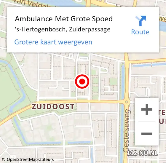 Locatie op kaart van de 112 melding: Ambulance Met Grote Spoed Naar 's-Hertogenbosch, Zuiderpassage op 9 december 2015 20:09