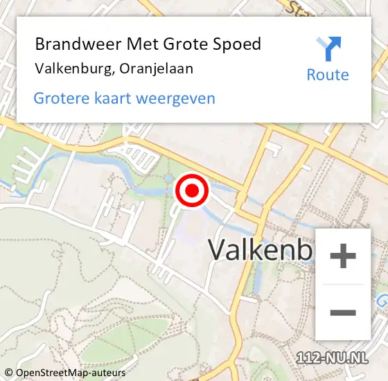 Locatie op kaart van de 112 melding: Brandweer Met Grote Spoed Naar Valkenburg, Oranjelaan op 9 december 2015 20:18