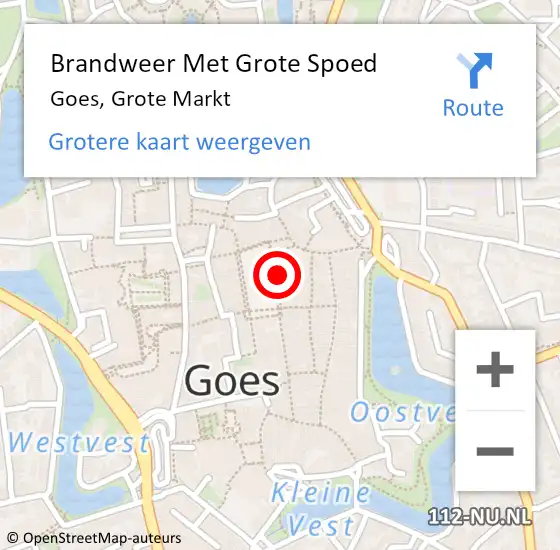 Locatie op kaart van de 112 melding: Brandweer Met Grote Spoed Naar Goes, Grote Markt op 9 december 2015 22:19