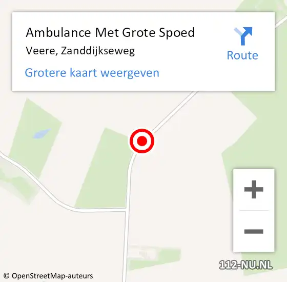 Locatie op kaart van de 112 melding: Ambulance Met Grote Spoed Naar Veere, Zanddijkseweg op 9 december 2015 22:55