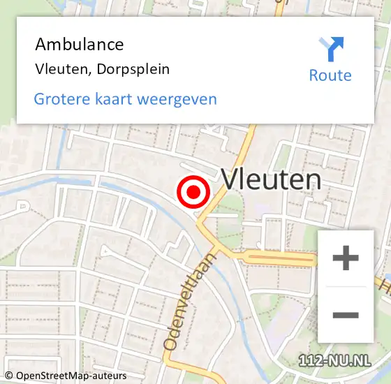 Locatie op kaart van de 112 melding: Ambulance Vleuten, Dorpsplein op 10 december 2015 05:30