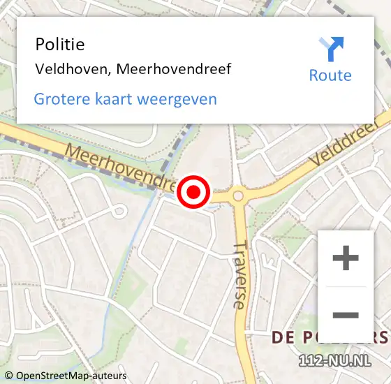 Locatie op kaart van de 112 melding: Politie Veldhoven, Meerhovendreef op 10 december 2015 08:36