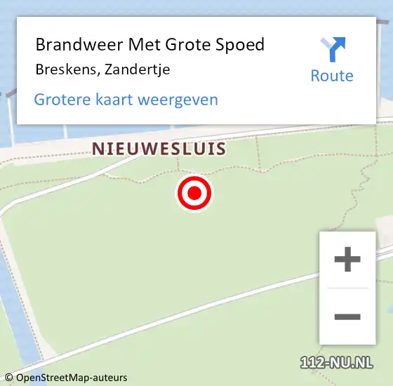 Locatie op kaart van de 112 melding: Brandweer Met Grote Spoed Naar Breskens, Zandertje op 10 december 2015 09:20