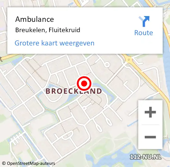 Locatie op kaart van de 112 melding: Ambulance Breukelen, Fluitekruid op 10 december 2015 09:20