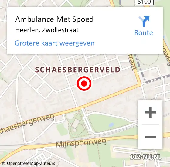 Locatie op kaart van de 112 melding: Ambulance Met Spoed Naar Heerlen, Zwollestraat op 29 november 2013 14:38