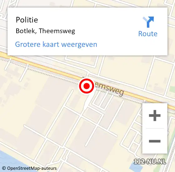 Locatie op kaart van de 112 melding: Politie Botlek, Theemsweg op 10 december 2015 09:36