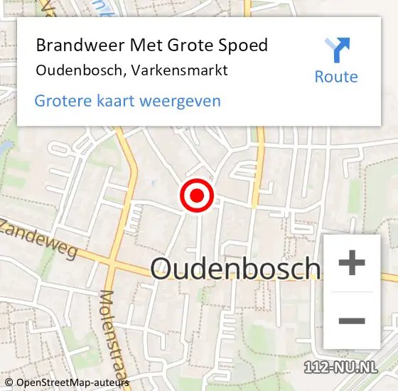 Locatie op kaart van de 112 melding: Brandweer Met Grote Spoed Naar Oudenbosch, Varkensmarkt op 10 december 2015 10:51