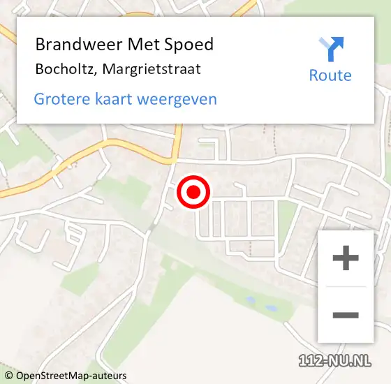 Locatie op kaart van de 112 melding: Brandweer Met Spoed Naar Bocholtz, Margrietstraat op 10 december 2015 11:44