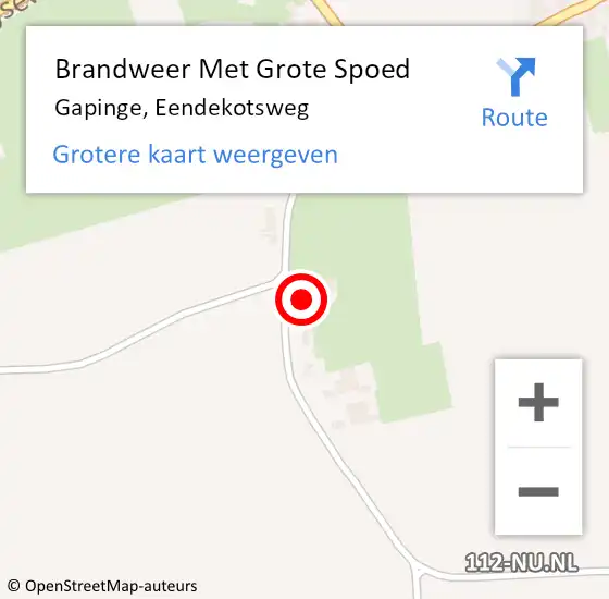 Locatie op kaart van de 112 melding: Brandweer Met Grote Spoed Naar Gapinge, Eendekotsweg op 29 november 2013 14:55