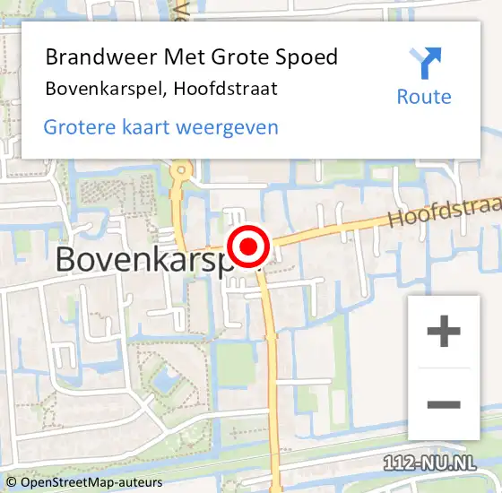 Locatie op kaart van de 112 melding: Brandweer Met Grote Spoed Naar Bovenkarspel, Hoofdstraat op 10 december 2015 12:36