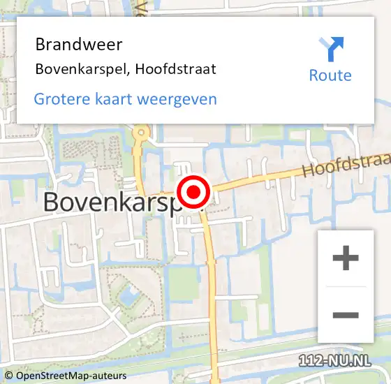 Locatie op kaart van de 112 melding: Brandweer Bovenkarspel, Hoofdstraat op 10 december 2015 12:38