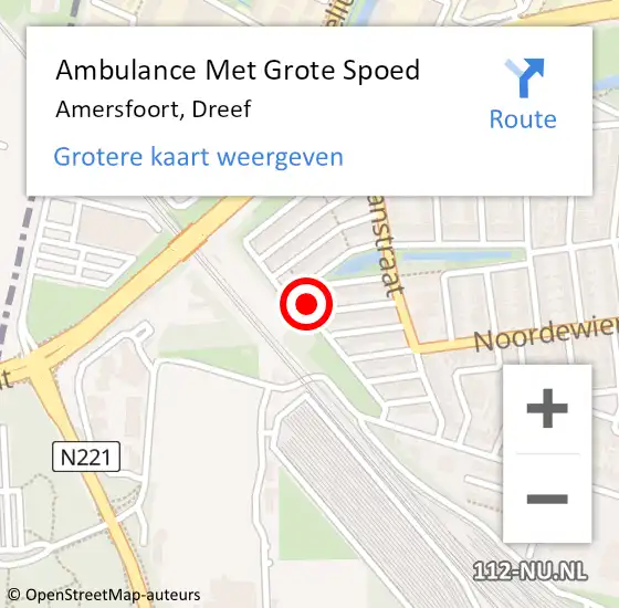 Locatie op kaart van de 112 melding: Ambulance Met Grote Spoed Naar Amersfoort, Dreef op 10 december 2015 12:50