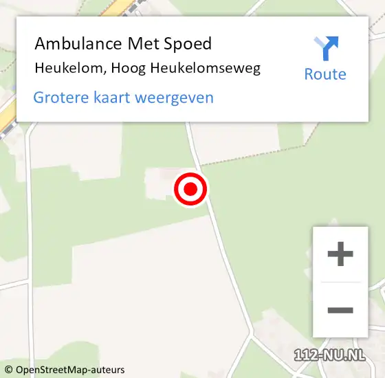 Locatie op kaart van de 112 melding: Ambulance Met Spoed Naar Heukelom, Hoog Heukelomseweg op 10 december 2015 13:31