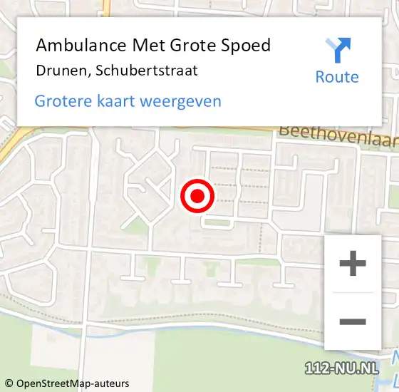 Locatie op kaart van de 112 melding: Ambulance Met Grote Spoed Naar Drunen, Schubertstraat op 10 december 2015 14:25