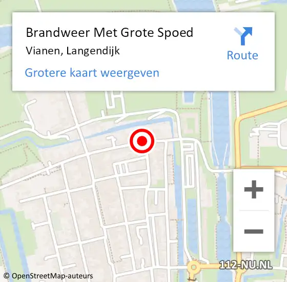 Locatie op kaart van de 112 melding: Brandweer Met Grote Spoed Naar Vianen, Langendijk op 10 december 2015 14:34