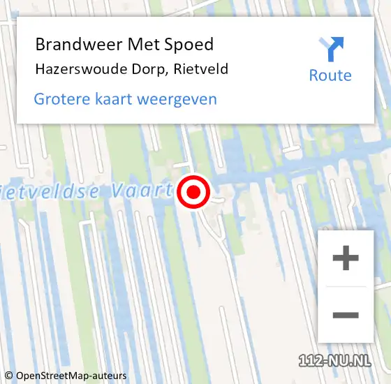 Locatie op kaart van de 112 melding: Brandweer Met Spoed Naar Hazerswoude Dorp, Rietveld op 10 december 2015 15:35