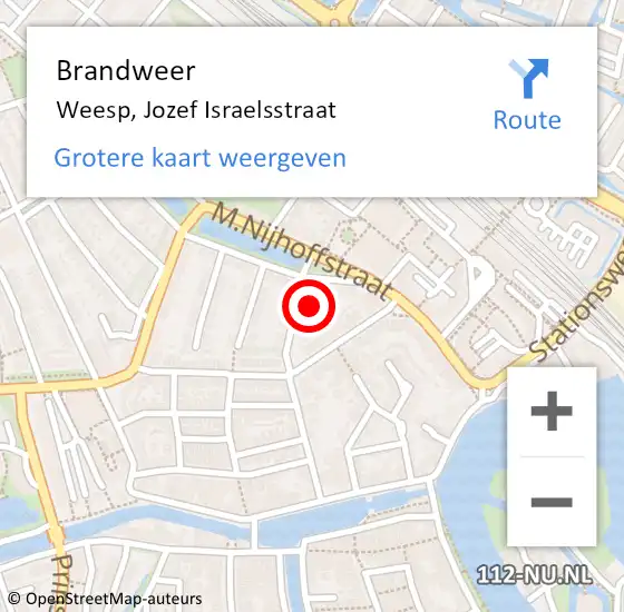 Locatie op kaart van de 112 melding: Brandweer Nederhorst den Berg, Jozef Israelslaan op 10 december 2015 17:05