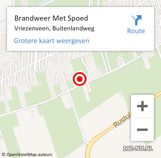Locatie op kaart van de 112 melding: Brandweer Met Spoed Naar Vriezenveen, Buitenlandweg op 10 december 2015 17:25