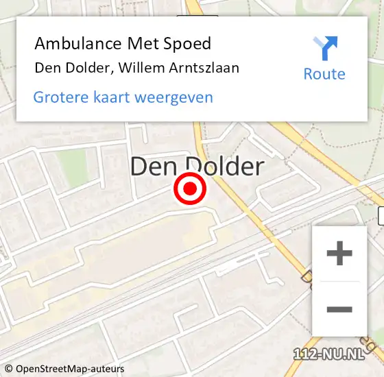 Locatie op kaart van de 112 melding: Ambulance Met Spoed Naar Den Dolder, Willem Arntszlaan op 10 december 2015 18:21