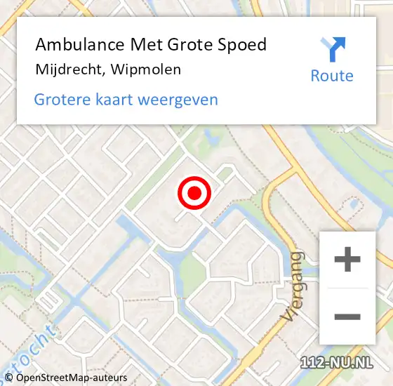 Locatie op kaart van de 112 melding: Ambulance Met Grote Spoed Naar Mijdrecht, Wipmolen op 10 december 2015 18:32