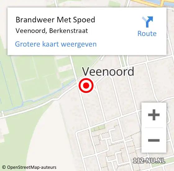 Locatie op kaart van de 112 melding: Brandweer Met Spoed Naar Veenoord, Berkenstraat op 10 december 2015 19:41