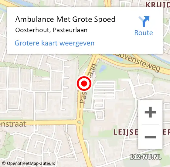 Locatie op kaart van de 112 melding: Ambulance Met Grote Spoed Naar Oosterhout, Pasteurlaan op 10 december 2015 20:10