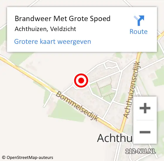 Locatie op kaart van de 112 melding: Brandweer Met Grote Spoed Naar Achthuizen, Veldzicht op 10 december 2015 20:45