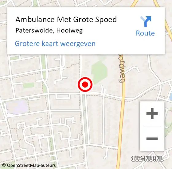 Locatie op kaart van de 112 melding: Ambulance Met Grote Spoed Naar Paterswolde, Hooiweg op 29 november 2013 15:34