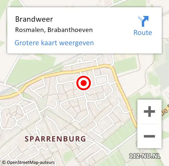 Locatie op kaart van de 112 melding: Brandweer Rosmalen, Brabanthoeven op 10 december 2015 23:11